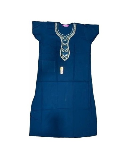 Nightgowns - Cotton, Size S-XXXL, Blue | Quick Dry, Lightweight, Neatly Stitched, Short Sleeves