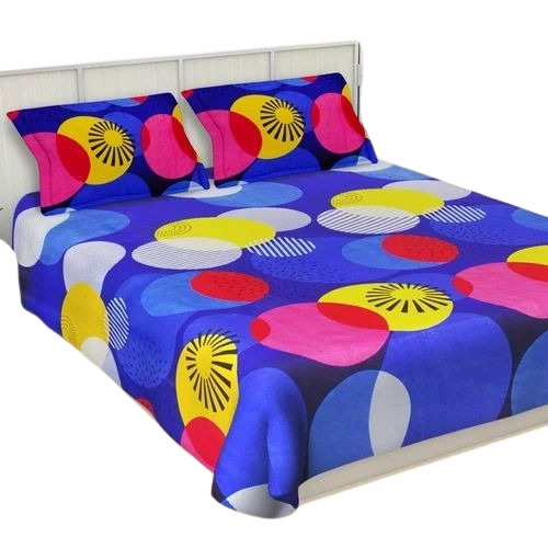 Printed Cotton Double Bedsheet - King Size, Multicolor | 100% Cotton, Shrink Resistant, Machine Washable, Pillowcase Set