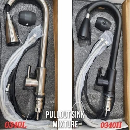 Pullout Sink Mixture - Brass, Silver and Matt Black, Wall Mounted | Single Handle, Polished Finish, Custom Size