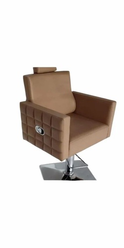 Shoffa Hydraulic Saloon Chair - Stainless Steel, Standard Size, Brown | Durable, Comfortable, With Armrest