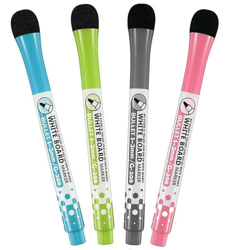 Whiteboard Color Markers - Plastic Body 0.3mm Tip Green Blue Black Pink Magnetic Cap with Duster