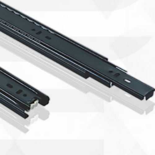 Black Drawer Slider - Steel, Black, Load 10-45 kg, Corrosion Resistant, Silent Smooth Sliding