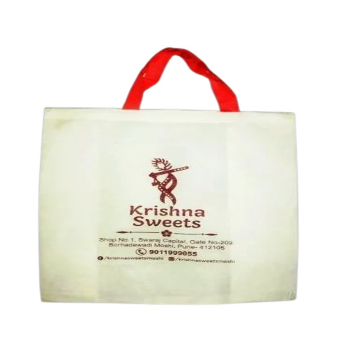 Cotton Printed Shopping Bag - Canvas, 12x15 Inches, White | Double Handle, 5 Kg Capacity