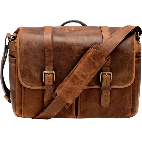Leather Briefcase Bag - Pure Leather, Customized Size, Brown | Zipper Closure, Polished Finish, Soft Texture, Water Resistant, Durable Comfortable Design