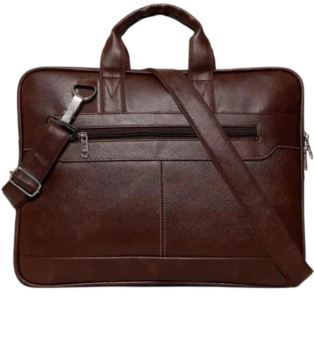 Leather Laptop Bag - Pure Leather, 15.6 Inch, Brown, Zipper Closure | Polished Surface, Durable, Comfortable, 3 Compartments