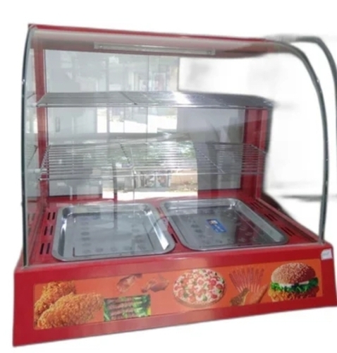Food Warmers - Stainless Steel, Red, Curved Shape, Electric | Vertical Tower, Clear Glass Panels, Digital Temperature Control, Even Cooling, Multiple Shelves, Energy Efficient, Elegant Appearance, Easy Cleaning