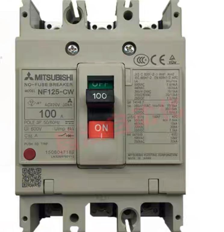 NF125-CW Mitsubishi No Fuse Breaker - White 3 Pole Three Phase | High Interrupt Protection Thermal-Magnetic Trip Compact Moulded Case