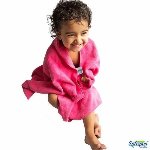 Pink Softspun Microfiber Baby Care Towel - 250-350 GSM, Pink | Multipurpose, Customized Color, Size, Pattern