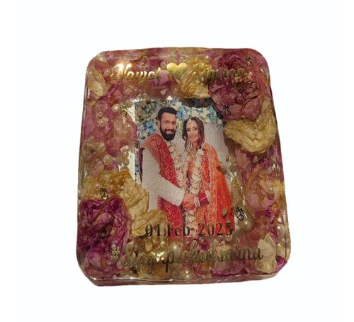 Resin Flower Preservation Frame - Resin, 4x6 Inch, Multicolor | Elegant Wall-Mount Wedding Memory Display