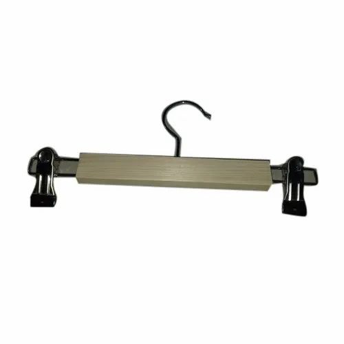 16 Inch Wooden Clip Hanger - Brown, 6mm Thickness | Durable, Lightweight, Fine Finish, Metal Hook