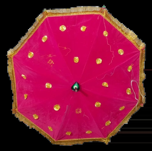17 Inch Pink Lace Work Velvet Wedding Umbrella