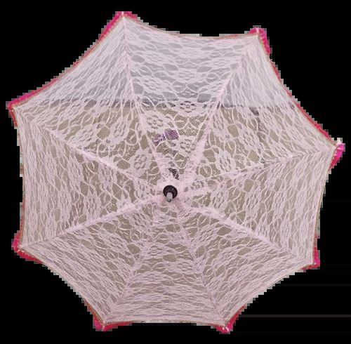 17inch Pink Net Wedding Umbrella - Aluminum Shaft, Stainless Steel Ribs, 2 Fold, Manual Lift | Designer, Lightweight, Sun and Light Rain Protection