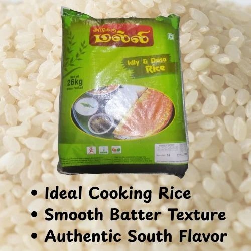 26kg Aduku Malli Idly Dosa Rice - Fully Polished, HDPE Bag, 12 Months Shelf Life | White, Medium Grain, Short Grain, Dried, Common Cultivation