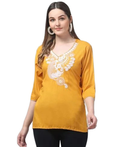Fancy Embroidered Kurtis - Color: Orange