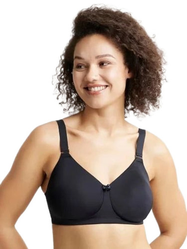 Padded Bra - Nylon, Size 28-42, Black, Rear Hook-and-Eye Closure, Breathable Skin-Friendly Design