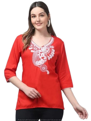 Rayon Kurtis - Color: Red