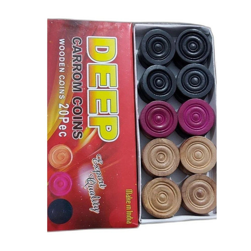 Wooden Carrom Board Coins, 24 Coins And 1 Striker
