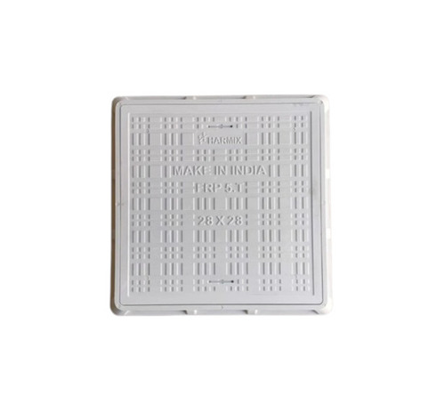 700X 700 Mm Frp Square Manhole Cover - 710x710 Mm, White/Gray, 5 Ton Load Capacity