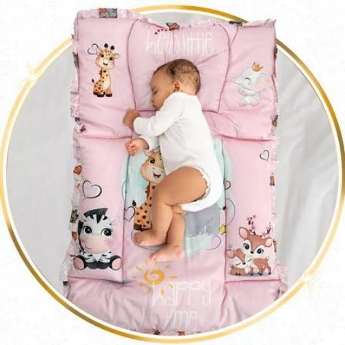 Baby Bed - Foam Mattress Full Size, Multi Color | Sturdy Frame, Adjustable Height, Foldable, Breathable Sides, Under-Bed Storage