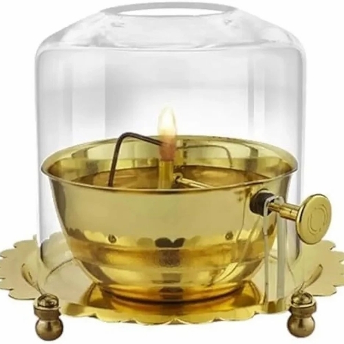 Brass Akhand Diya Oil Lamp - Brass, Round, Free Standing | Durable, Eco Friendly, Reusable, Decorative Finish