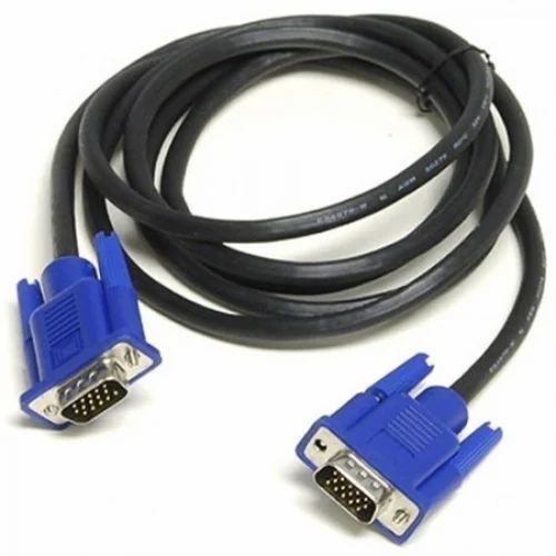 Computer Vga Cable - Rubber Jacket Blue Coiled Length 15-Pin Analog HD Shielded EMI Protection Screw Locks