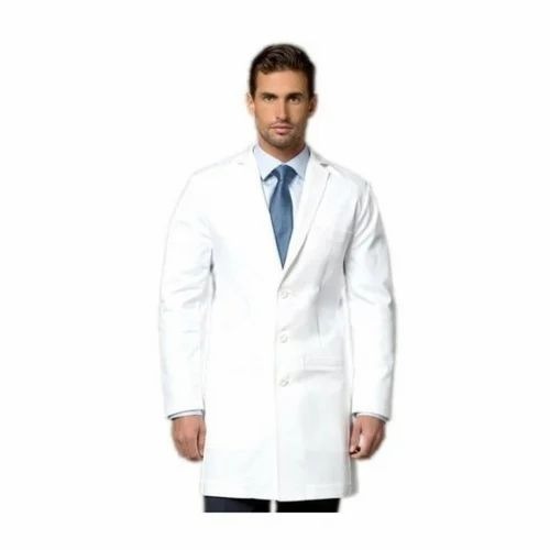 Cotton Doctor Coat - Pure Cotton, S-XXL, White | Durable, Full Sleeve, Male, Hospital Uniform