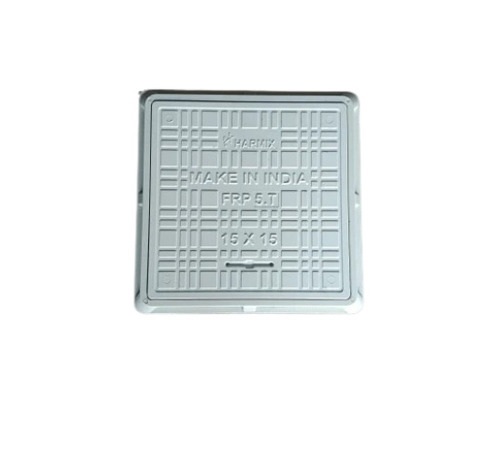 Frp Manhole Cover With Frame - FRP 380x380mm White/Gray | 5 Ton Load Capacity Square Shape Drainage Application