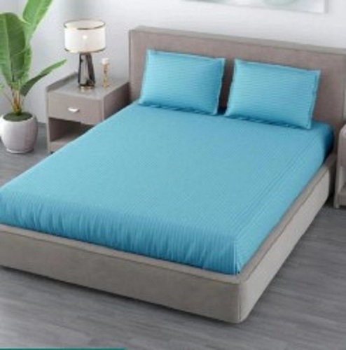 Hotel Satin Cotton Bed Sheet With Pillow - Satin Cotton, Modern Plain Dyed, Various Colors, Shrink Resistant