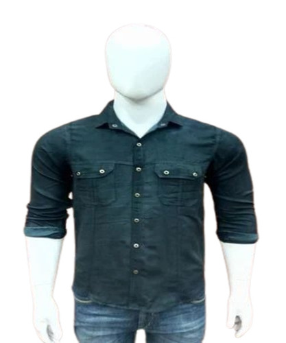 Men Casual Plain Shirt - Cotton, Full Sleeves, Blue, Sizes S-XXL | Anti Wrinkle, Breathable, Comfortable, Machine Wash Cold