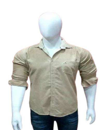 Men Cotton Cream Shirt - Cotton, L-XXL, Full Sleeves, Regular Collar | Anti Wrinkle, Breathable, Washable, Comfortable