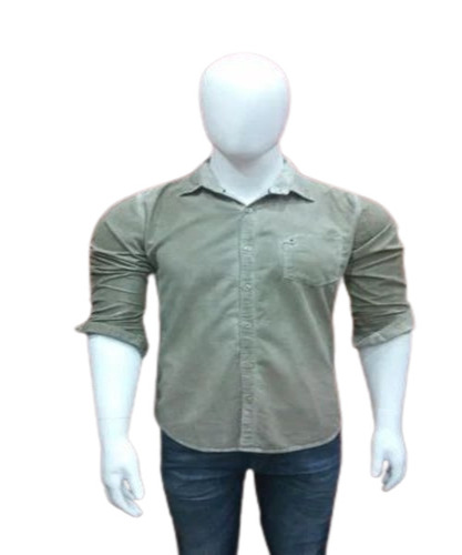 Men Cotton Green Shirt