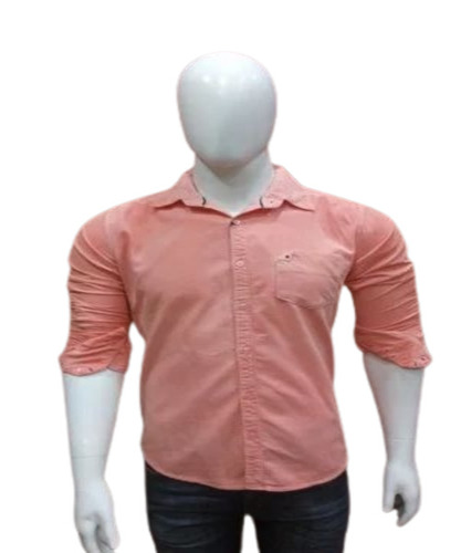 Men Cotton Orange Shirt