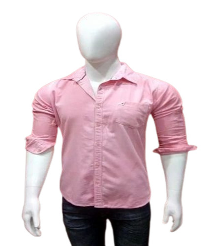 Men Cotton Slim Fit Shirts - Cotton, L-XXL, Pink, Full Sleeves, Regular Collar, Anti Wrinkle, Breathable, Washable