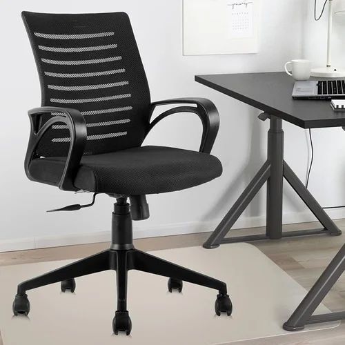Mid Back Office Chair - Standard Size, Black | Durable, Easy to Clean, Eco-Friendly