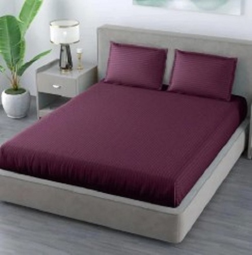 Plain Satin Cotton Hotel Bed Sheet With Pillow