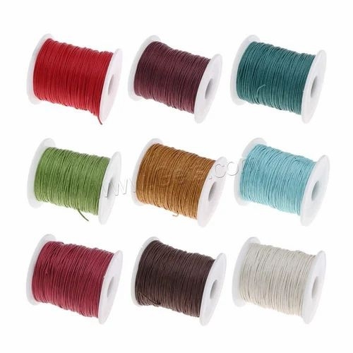 White Beaded Cotton Wax Cord - Natural Cotton, Multi Color, Round | Smooth Texture, Durable Strength, Tangle Resistant, Lightweight