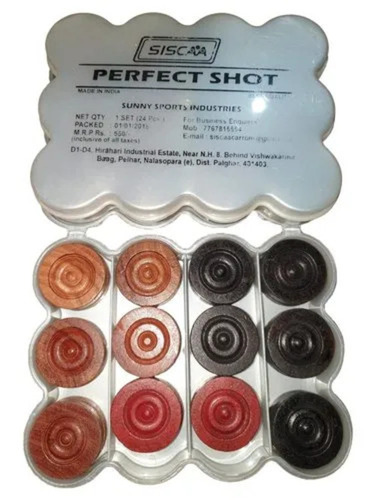 Wooden Carrom Board Coins, 6mm With 24pcs Sets - Multicolour, Durable Round Coins for Play