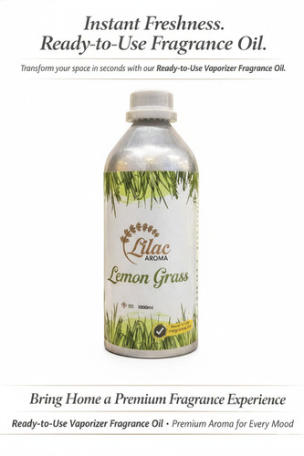 Lemon Grass Vaporizer Oils - Pure Lemongrass Blend, 24 Months Shelf Life | Soothing, Long Lasting Freshness