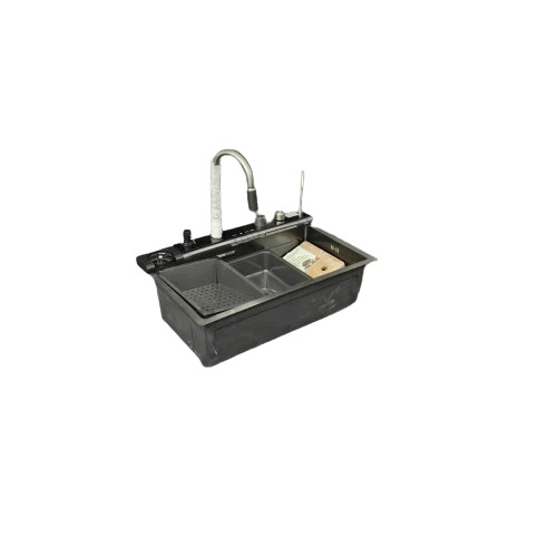 Multi-Functional 4 Switch Kitchen Sink - Color: Black