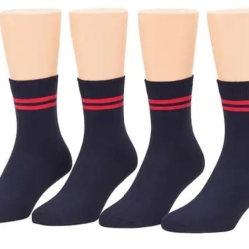 Navy Blue Sports Socks - Cotton, Ankle Length, Lightweight | Elastic Cuffs, Durable Stitching, Sweat Absorption, Stretchable Design
