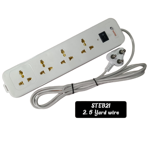 Saifee Extension Switch Boards - White, 220-250v, Single Phase | Durable Build, Multiple Socket Outlets, Easy Cable Management