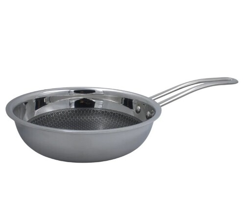20cm Non Stick Frying Pan - Stainless Steel, Silver | Durable Build, Non Stick, Even Heating, Lightweight Design