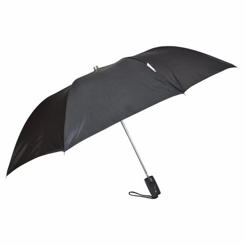 27 Inch Automatic Nylon Black Two Fold Umbrella - Nylon, 27 Inch, Black, Automatic | Two Fold, Plastic Handle, Mild Steel Ribs
