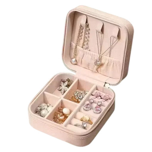 3x3x1.9inch Pink Rectangle Leather Jewelry Box