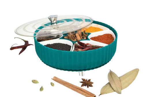 500ml Round Plastic Spice Storage Box with 7 Containers, 3 mm Thickness