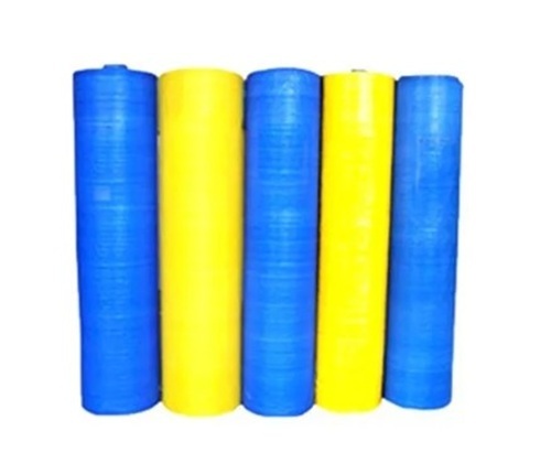 Hdpe Woven Fabric - Hdpe 21-150 cm Width Blue Yellow 1mm Thickness | Lightweight Waterproof Plain Pattern