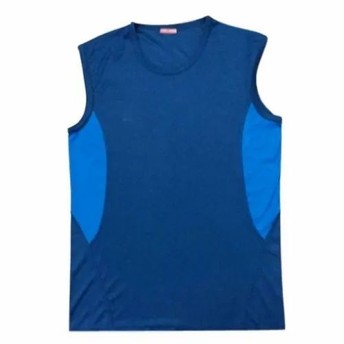 Mens Blue Gym Sando - Polyester, Customized Size, Blue | Elegant Design, Quick Dry, Comfortable Fit