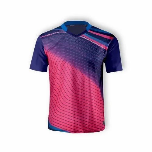 Mens Custom Sublimation Printed T Shirt - Polyester, Regular Fit, Multi Color | V-Neck, Half Sleeves, Quick Dry, Breathable