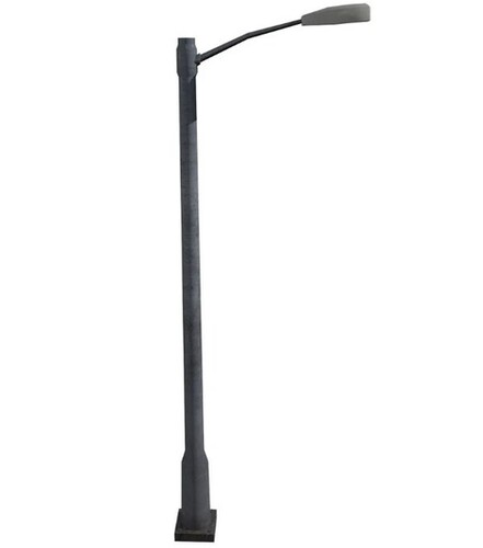 Ms Single Arm Street Light Pole - Galvanized Steel, Black, Polished Surface | Rust Protection, Corrosion Resistant, Weather Resistant