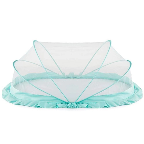 Ocean Green Baby Printed Umbrella Mosquito Net - Polyester Foldable With Mattress, Cartoon Zip Print